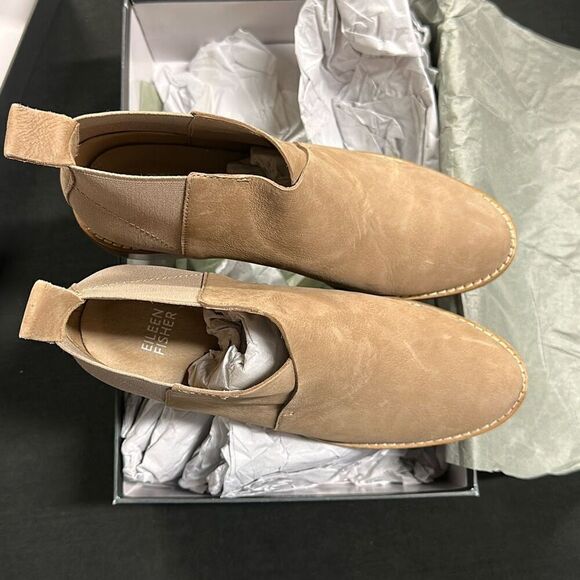 Eileen Fisher Earth Tumbled Nubuck Suede Ankle Booties 7 - Picture 2 of 6